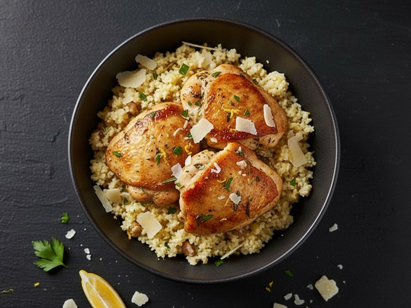 Buttery Garlic Herb Chicken & Lemon Cauliflower Rice