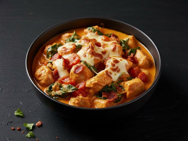 Chicken, Bacon, Spinach, & Tomato in Cream Sauce
